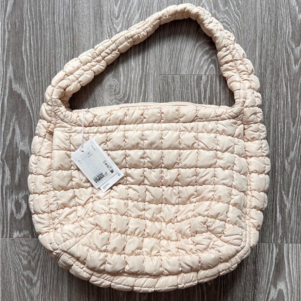 NWT Quilted Shoulder Bag in Beige